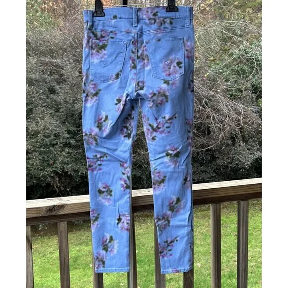 Hudson Barbara High Waist Skinny Ankle Jeans Pant Blue Blurred Floral USA Sz 28 - Picture 3 of 16